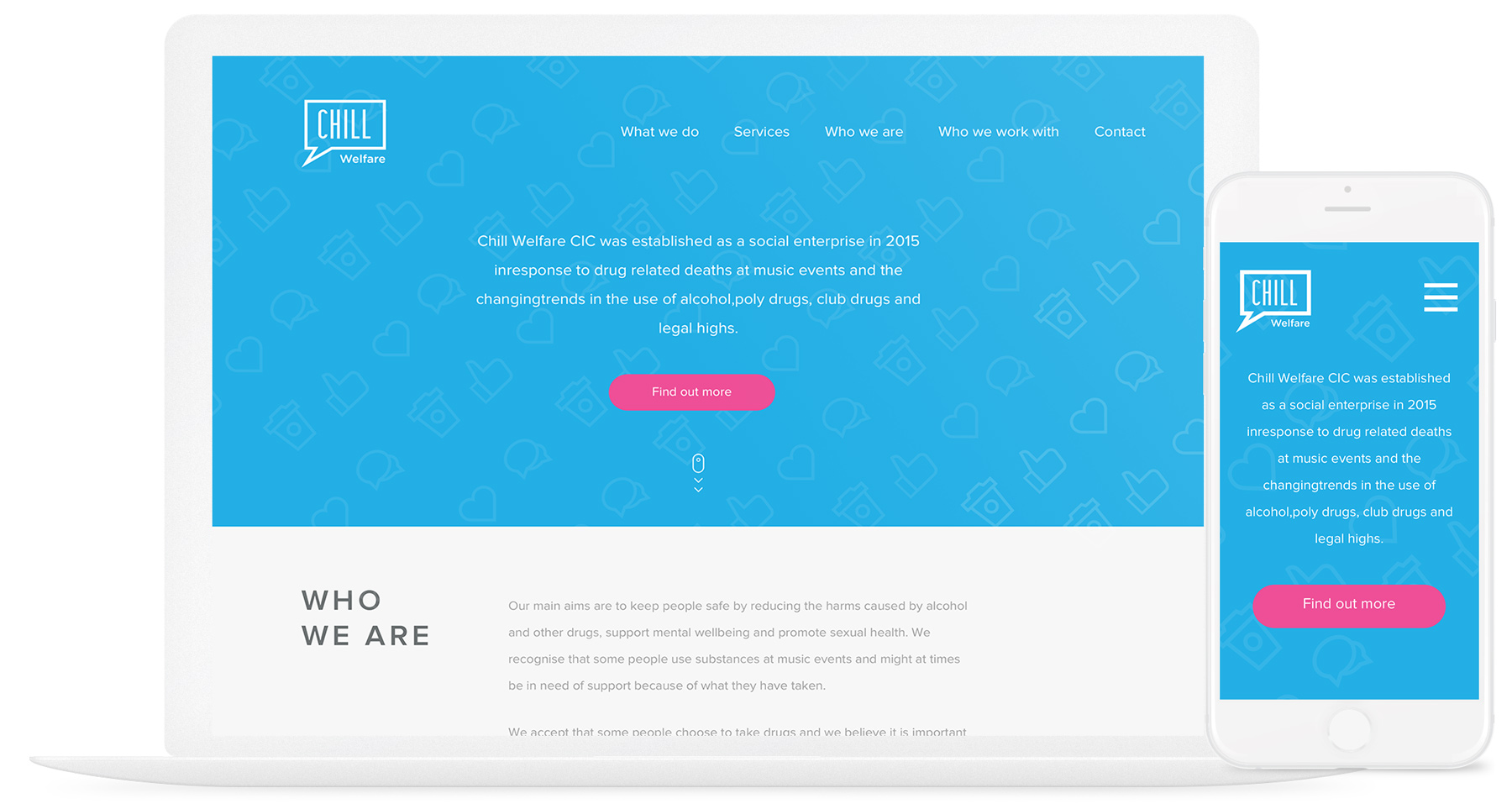 Chill Website displayed on Macbook pro and iphone